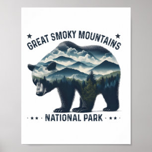 Affiche Parc national des Great Smoky Mountains Ours Rando