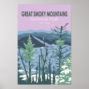 Affiche Parc national des Great Smoky Mountains Rétro