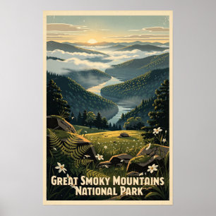 Affiche Parc national des Great Smoky Mountains Rétro
