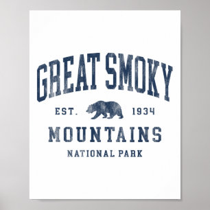 Affiche Parc national des Great Smoky Mountains rétro Homm