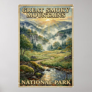 Affiche Parc national des Great Smoky Mountains Vintage