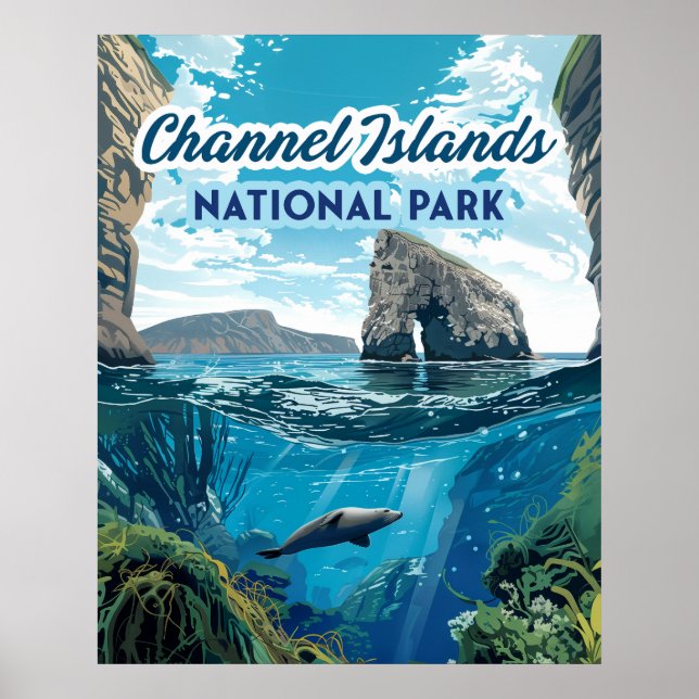 Affiche Parc national des îles Channel Californie Océan (Devant)