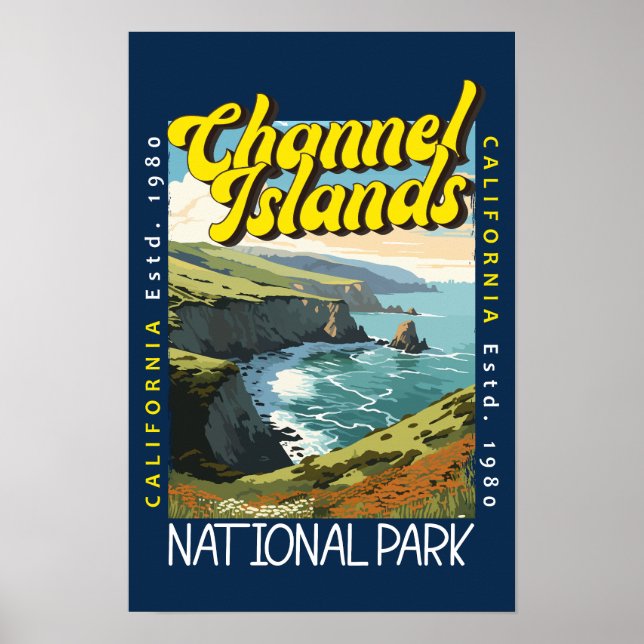 Affiche Parc national des îles du Channel Rétro distressé (Devant)