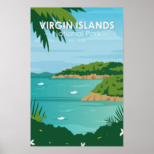 Affiche Parc national des îles Vierges navigation Vintage