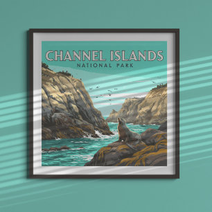 Affiche Parc national des îles vintage Channel