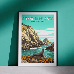 Affiche Parc national des îles vintage Channel