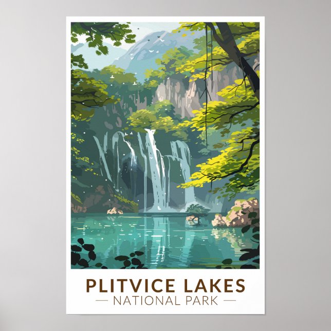 Affiche Parc national des lacs de Plitvice Art de voyage V (Devant)