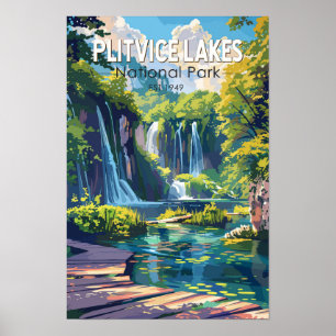 Affiche Parc national des lacs de Plitvice Croatie Voyage