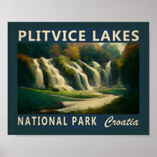 Affiche Parc national des Lacs Plitvice Croatie Aquarelle