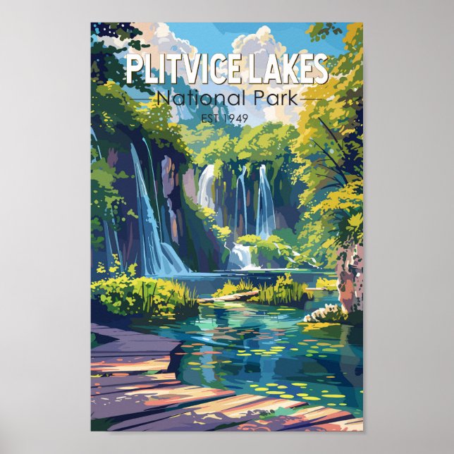Affiche Parc national des lacs Plitvice Croatie Art de voy (Devant)