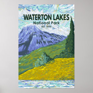 Affiche Parc national des lacs Waterton Canada Voyage Vint