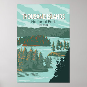 Affiche Parc national des Mille-Îles Canada Vintage