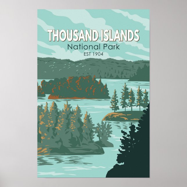 Affiche Parc national des Mille-Îles Canada Vintage (Devant)