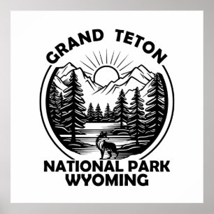 Affiche Parc national des montagnes Grand Teton Wyoming