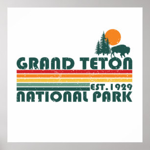 Affiche Parc national des montagnes Grand Teton Wyoming