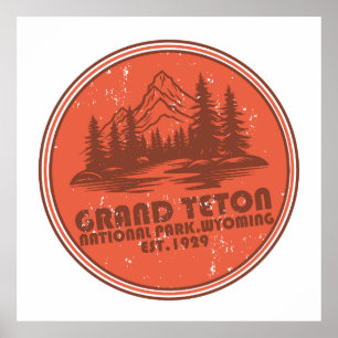 Affiche Parc national des montagnes Grand Teton Wyoming