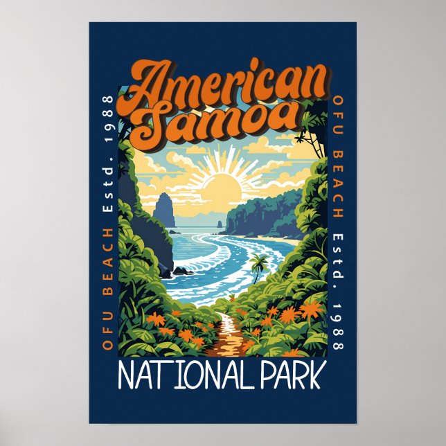 Affiche Parc national des Samoa américaines Rétro en détre (Devant)
