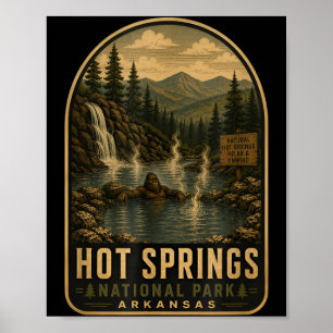 Affiche Parc national des sources chaudes bigfoot vintage