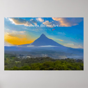 Affiche Parc national des Virunga, RD Congo - Volcan