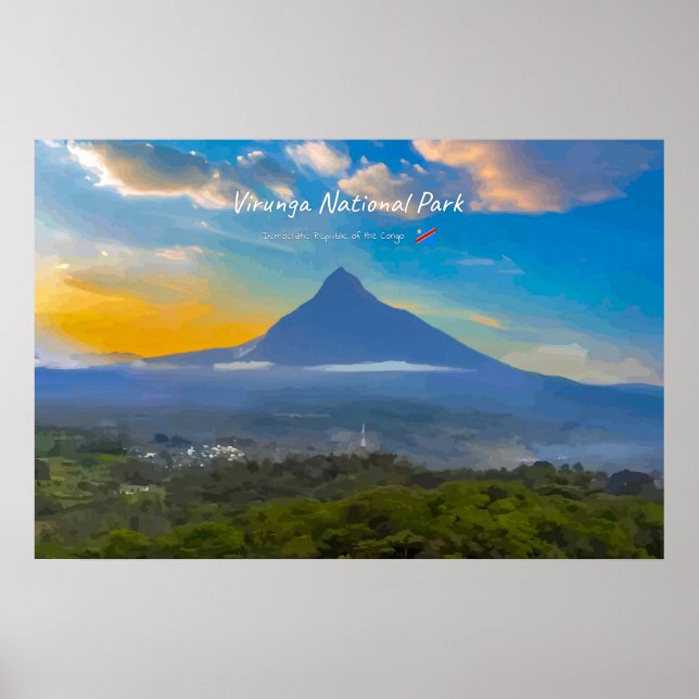 Affiche Parc national des Virunga, RD Congo - Volcan (Devant)