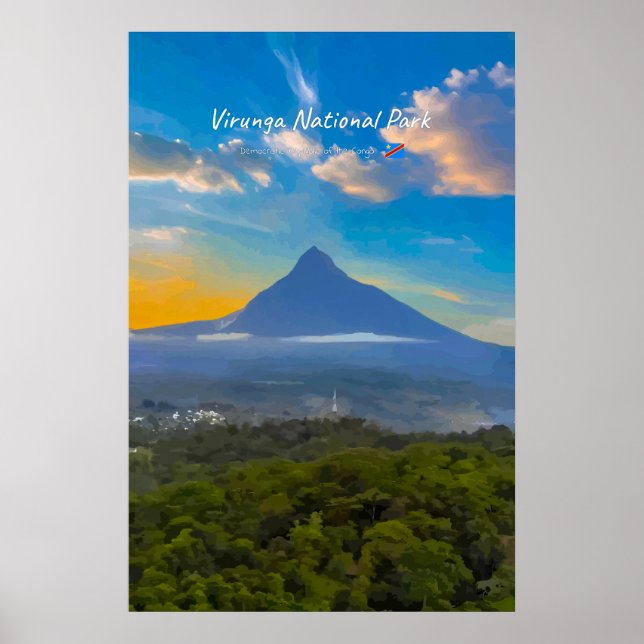 Affiche Parc national des Virunga, RD Congo - Volcan (Devant)