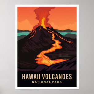 Affiche Parc national des volcans d'Hawaï USA Voyage