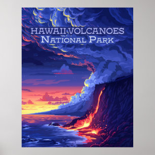 Affiche Parc national des volcans d'Hawaii Big Island Retr