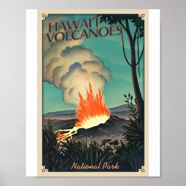 Affiche Parc national des volcans d'Hawaii Litho (Devant)
