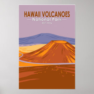 Affiche Parc national des volcans d'Hawaii Mauna Kea Vinta