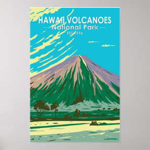 Affiche Parc national des volcans d'Hawaii Mauna Loa Vinta