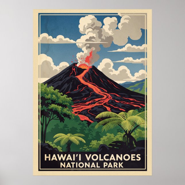 Affiche Parc national des volcans d'Hawaii V02 (Devant)