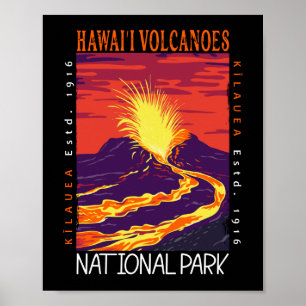 Affiche Parc national des volcans d'Hawaii Vintage perturb