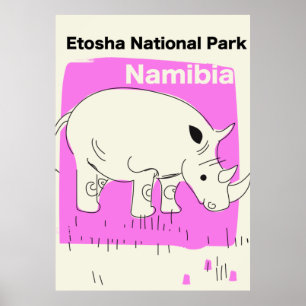 Affiche Parc national d'Etosha, Namibie