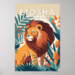 Affiche Parc national d'Etosha Namibie Vintage