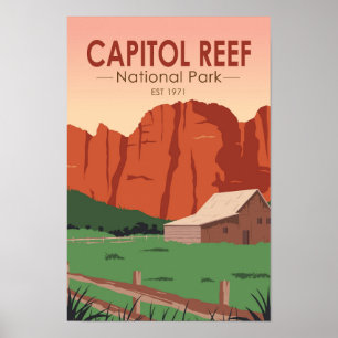 Affiche Parc national du Capitol Reef Ranch Vintage