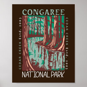 Affiche Parc national du Congaree Cedar Creek Vintage