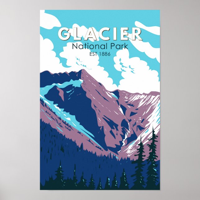 Affiche Parc national du Glacier Canada Tourisme Vintage (Devant)