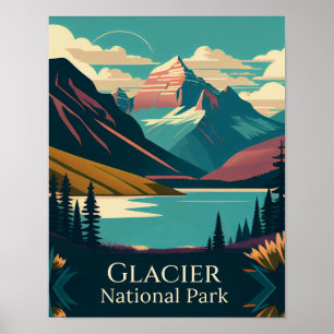 Affiche Parc national du Glacier Design contemporain