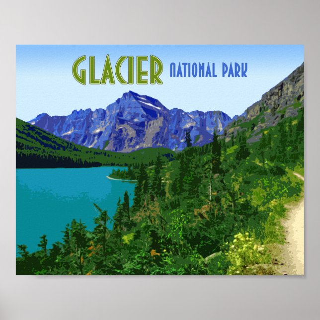 Affiche Parc national du Glacier Montana Vintage (Devant)