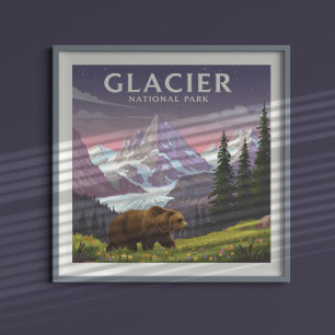 Affiche Parc national du Glacier vintage