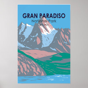 Affiche Parc national du Gran Paradiso Italie Vintage