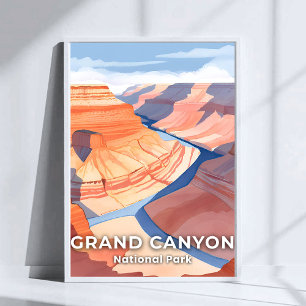 Affiche Parc national du Grand Canyon aquarelle voyage