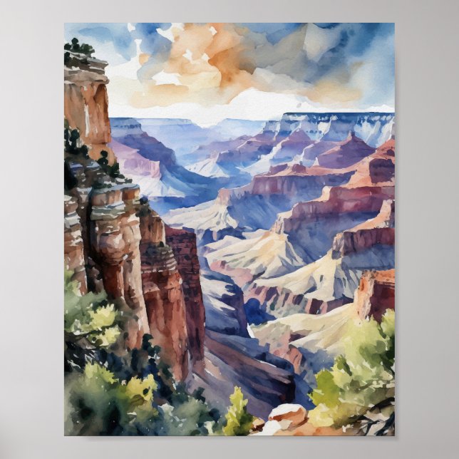 Affiche Parc national du Grand Canyon Arizona Aquarelle (Devant)
