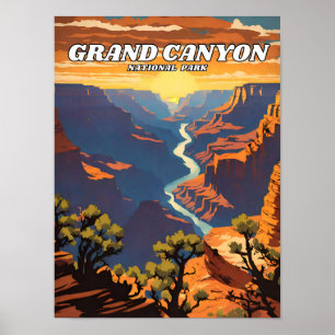 Affiche Parc national du Grand Canyon illustration rétro