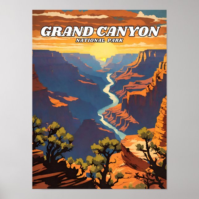 Affiche Parc national du Grand Canyon illustration rétro (Devant)