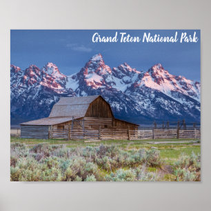 Affiche Parc national du Grand Teton Wyoming Mountains Gra