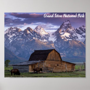 Affiche Parc national du Grand Teton Wyoming Mountains Gra
