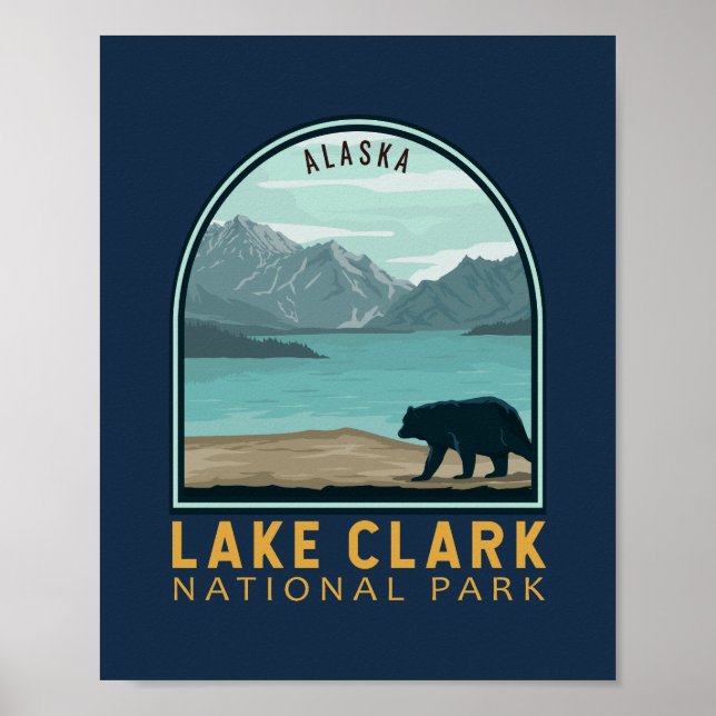 Affiche Parc national du lac Clark Emblem Vintage (Devant)