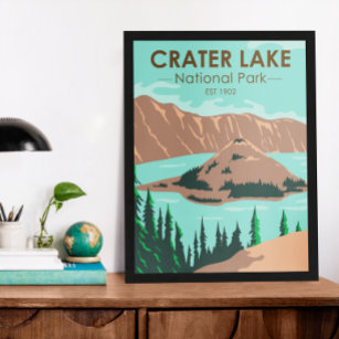 Affiche Parc national du lac Crater Oregon Vintage