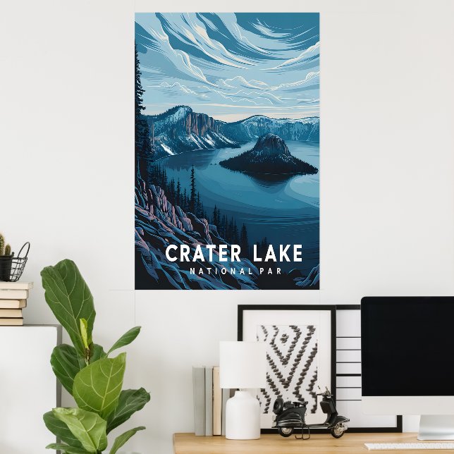 Affiche Parc national du lac Crater : une oasis bleue (Bureau à domicile)